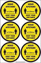 Houd afstand - keep your distance ø 10 cm Tweetalig - antislip - COVID-19 - Corona - sticker -  vloersticker