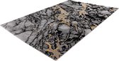Marmaris Vloerkleed - Superzacht - Shiny - 3D effect - Marmer - Vloer - kleed - Tapijt - Karpet - 160x230 - Zwart - goud - grijs