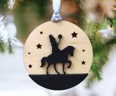 Sinterklaas Houten Decor, Paard van Sinterklaas Ornament, Zwart en Sterren Decor