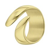 Lucardi Dames Goldplated ring Paulette - Ring - Cadeau - Moederdag - Staal - Goudkleurig