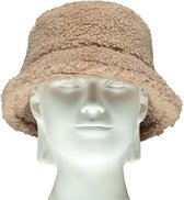 Meisjes Winter Teddy Bucket Hat - 8-12  jaar - Beige Zandkleur