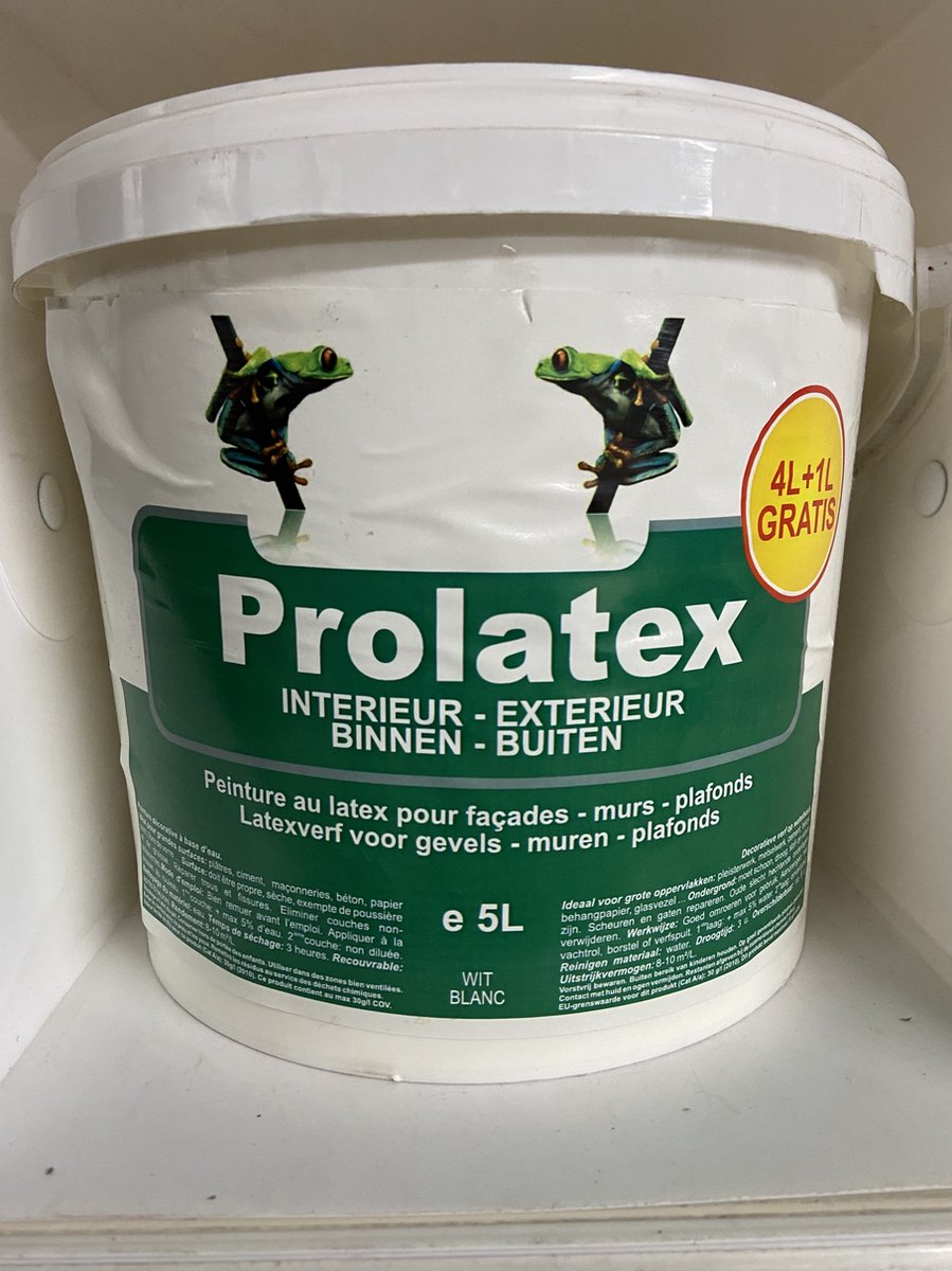 Prolatex binnen-buiten latexverf voor gevels - muren - plafonds 4+1L - Wit