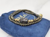 Mei's Tibetan Vintage Ebony | Tibetaanse armband dames | Hout / Ebbenhout / Koper | polsmaat 16 cm / zwart / goud