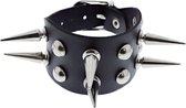 Zac's Alter Ego - 2 Row Spike Studded PU Faux Leather Bracelet Polsband - Zwart