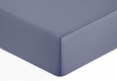 The Linen Collection - Hoeslaken - Katoensatijn - Blauw - 140x200x30 - 300 Thread Count