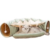 Opvouwbare kattentunnel – Speeltunnel kat – Dierentunnel - Kattenmand – Slaapmand – Huisdier – Speelgoed – Spelen – Groen