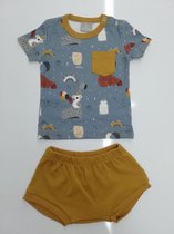 k&b -  baby Jongens Tshirt met korte broek Maat 80 -geel