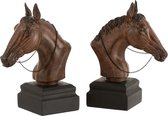 J-Line Set 2 Boekensteun Paard Poly Bruin