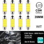 ( Set 8 Stuks ) C5W 39mm Wit 6000K 12V LED CANbus Geschikt met ESP CHIP foutloos - 3030 SMD - 6000 Kelvin -950 Lumen