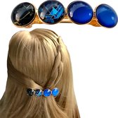 Hairpin.nu Color Hairclip XL glas cabochon goud blauw haarspeld haarclip kadotip