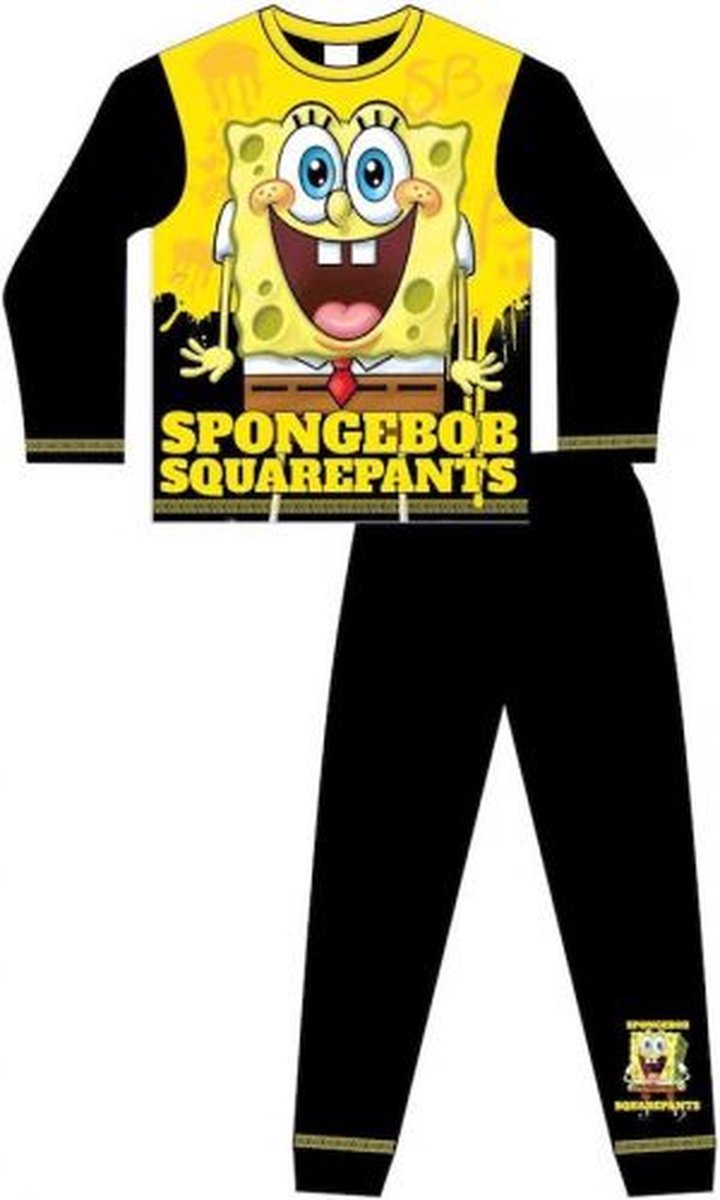 Spongebob pyjama - maat 128 - zwart / geel - Sponge Bob pyjamaset