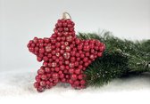 Oneiro's luxe kerstbal STAR Red –  17 x 15 cm - rood - kerstbal - luxe verpakking – kerstcollectie – kerstdecoratie – kerstboomhanger – kerstversiering – goud