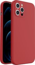 iSolay Ultradun iPhone 12 Hoesje | Shock Proof Case | Siliconen Hoesje | Wasbaar Hoesje | Anti Vingerafdruk Hoesje | iPhone Case | Rood