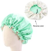 Kinderen slaapmuts - Haarverzorging - Kinderen hair bonnet - Verstelbare elastische band - Groen - Satijnen slaapmuts - Satijn bonnet - Bonnet - Kind - Nachtmuts - Sleep cap – Kind