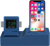 By Qubix 3 in 1 houder geschikt voor Apple Watch & Airpods & iPhone Standaard - Donkerblauw standaard - docking station