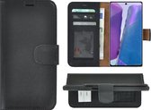 Hoesje Samsung Galaxy Note20 - Bookcase - Portemonnee Hoes Echt leer Wallet case Zwart