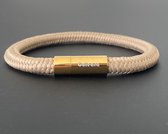 Armband dames touw -  heren armbanden scheepstouw Galeara Riu met magnetische sluiting - Khaki Bruin 17.5cm