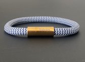 Armband dames touw -  heren armbanden scheepstouw Galeara Riu met magnetische sluiting - Wit Blauw Goud 20.5cm