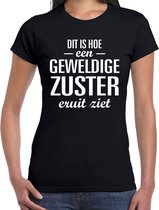 Dit is hoe een geweldige zuster eruit ziet cadeau t-shirt zwart - dames - beroepen / cadeau shirt S