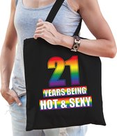 Hot en sexy 21 jaar verjaardag cadeau tas zwart - volwassenen - 21e verjaardag kado tas Gay/ LHBT / cadeau tas
