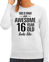 Awesome 16 year - geweldige 16 jaar cadeau sweater grijs dames -  Verjaardag cadeau trui L