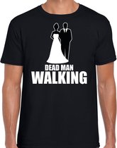 Vrijgezellen Dead man walking t-shirt zwart heren - Vrijgezellenfeest kleding / shirt mannen M