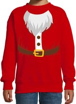 Kerstkostuum Kerstman verkleed sweater - rood - kinderen - Kerstkostuum trui / Kerst outfit 98/104