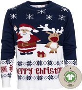 Pull de Noël laid Femme & Homme - Pull de Noël "Cadeau de Rudolf & Santa Claus" - 100% Katoen Bio - Pull de Noël Homme & Femme Taille L