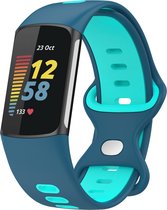 Charge 5 dubbel sport band - blauw groen - Geschikt voor Fitbit