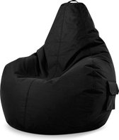 Green Bean © zitzak met rugleuning 80x70x90cm - gaming stoel met 230l vulling - knuffelachtig, zacht & wasbaar - Zwart