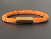 Armband dames touw -  heren armbanden scheepstouw Galeara Riu met magnetische sluiting - Oranje Goud 20.5cm