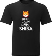 T-Shirt - Casual T-Shirt - Fun T-Shirt - Fun Tekst - Lifestyle T-shirt - Shiba- Hodl- Bitcoin - Keep Calm and Hodl Shiba - Crypto- Zwart - M