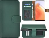 Hoesje Xiaomi Mi 10T 5G - Bookcase - Portemonnee Hoes Echt leer Wallet case Groen