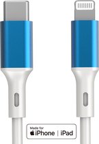 Mystic Blue edition USB-C naar Lightning Kabel 1m - Geschikt voor Apple iPhone - iPad - MFi Gecertificeerd