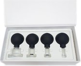 Vitado - professionele massage glas cup voor cupping - 4 delige cupset  - voor gezicht en lichaam kleur Zwart