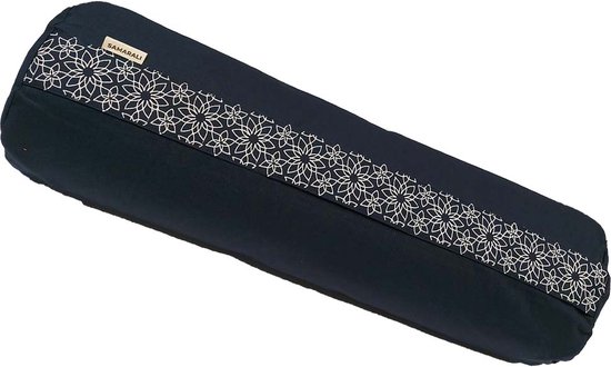 Samarali Yoga bolster - 100% biologisch - 20x20x66 CM - Navy blauw - Yoga  bolster rond