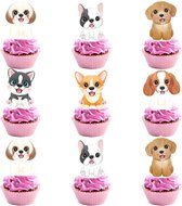 24 Honden verjaardag cupcake toppers Sweet Dogs - hond - cupcake - verjaardag - cupcaketopper
