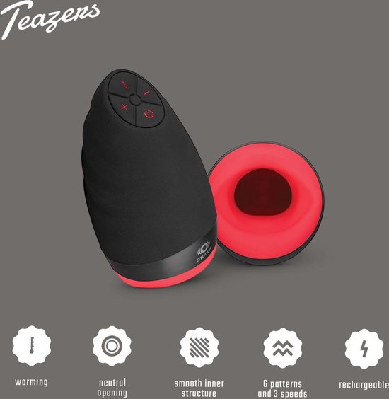 Teazers Orale Masturbator - Masturbator voor man – Sex Toys voor Mannen voor Orale Stimulatie - Rood/Zwart - Teazers