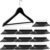 Relaxdays kledinghangers hout - set van 100 - broeklat - kleerhangers zwart- draaibaar