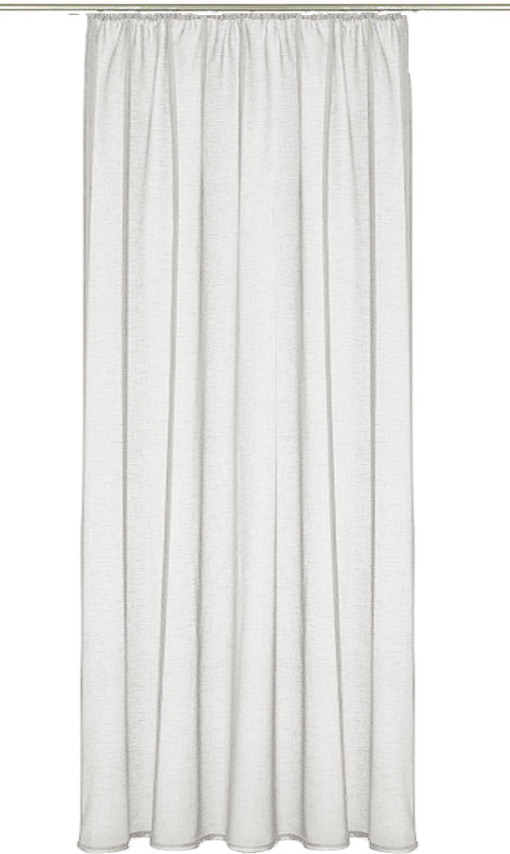 JEMIDI Kant-en-klaar transparant gordijn - Gordijn met plooiband 140 x 245 cm - Voor op gordijnen rail - Wit
