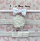 Haarbandjes - Little Beauties  - baby - peuter - set 3 stuks - wit - leeftijd 0-36 maanden - kraamkado - baby musthave - newborn - haaraccessoire - babyshower