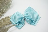 Haarstrik Satijn glitter - Oceaan Blauw 322 – Grote strik – Kerst accessoire - Haarclip - Bows and Flowers
