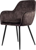 Julia Eetkamerstoel - Stone Grey | Vintage Velvet | Stoelen met zwart stalen poten | Design eetkamerstoelen - stoel met afneembaar stoelkussen