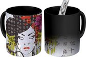 Magische Mok - Foto op Warmte Mok - Japanse tekening traditionele vrouw - 350 ML