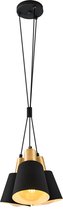 SK lighting 5023-3A - Industriële/Moderne Hanglamp - 3 x 40W E27 - Ø:30 x H:120 cm - Zwart/Goud