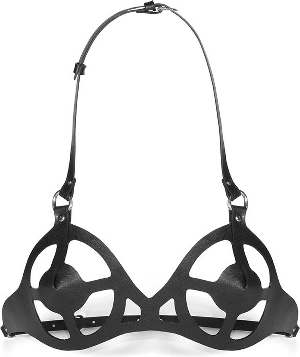 Nooitmeersaai - Leren bondage BH - zwart