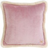 Moi Mili Velvet Kussen Met Franje 40x40cm Light Pink