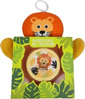 Leeuwen Washand met badbruisbal - Oranje/Groen - Cadeau Pakket - Kerst - Sinterklaas - Schoencadeautjes sinterklaas
