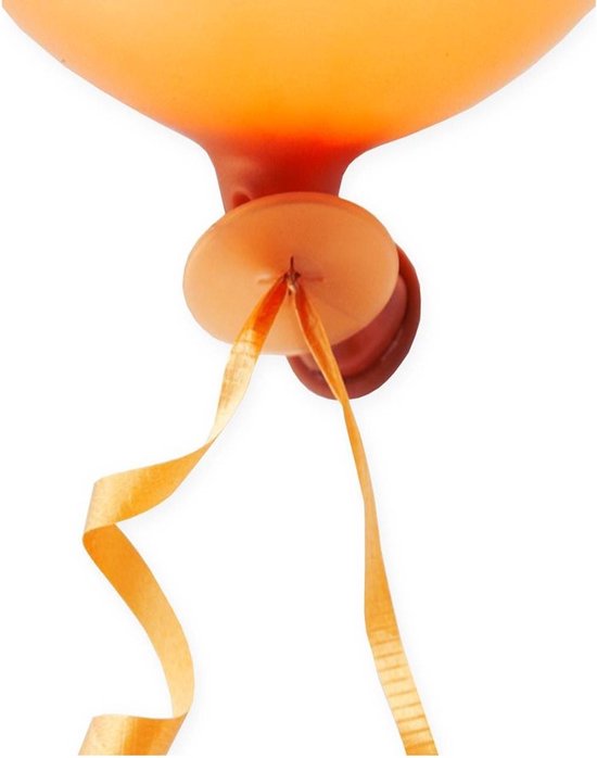 Ballon snelsluiters met lint oranje rosé per 100 stuks.