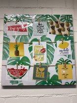 Canvas met knijpers en kaarten - 50 x 50 cm - Tropische plant